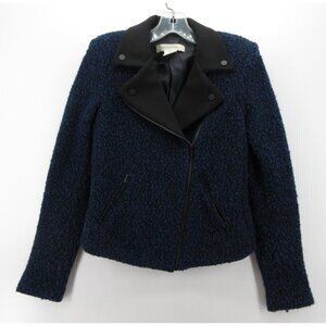 Gerard Darel Jacket 4 Wool Blend Boucle Tweed Moto Biker Coat 36